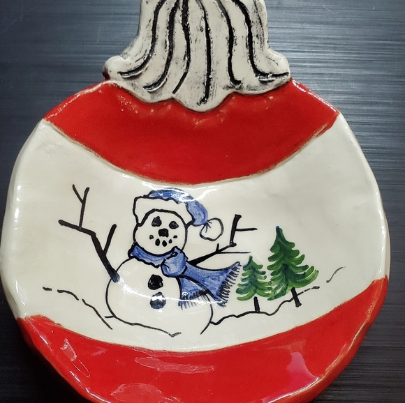 Christmas Snowman Ornament Shaped Dish/Soap Dish/Candy/Decor - Picture 2 of 11